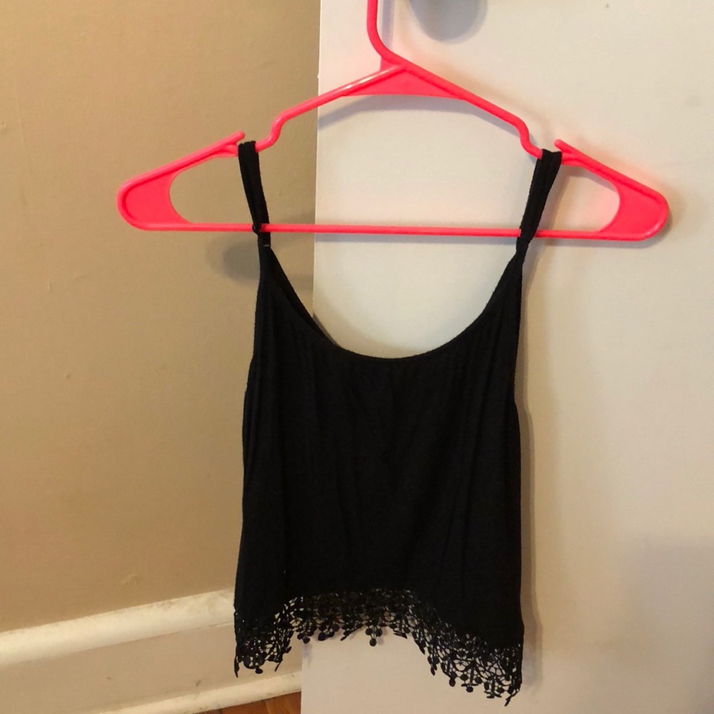 Black lace crop top